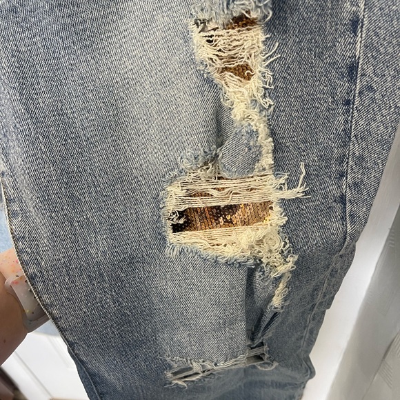 Torrid High-Rise Straight With Gold Sequins Size 20 Reg - Picture 3 of 8